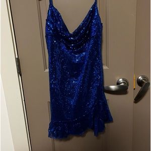 Blue sequence mid thigh dress